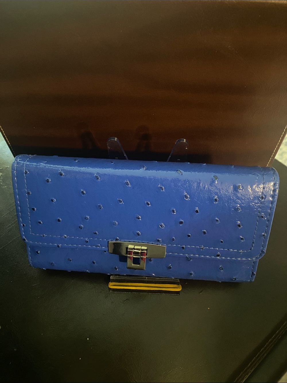 Blue Women’s Clutch Wallet - Elegant Textured Finish